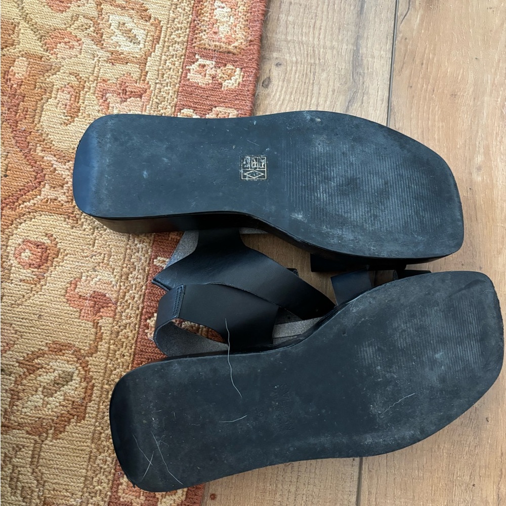 Svegan Black Woven Vegan Leather Platform Sandals - Picture 3 of 4